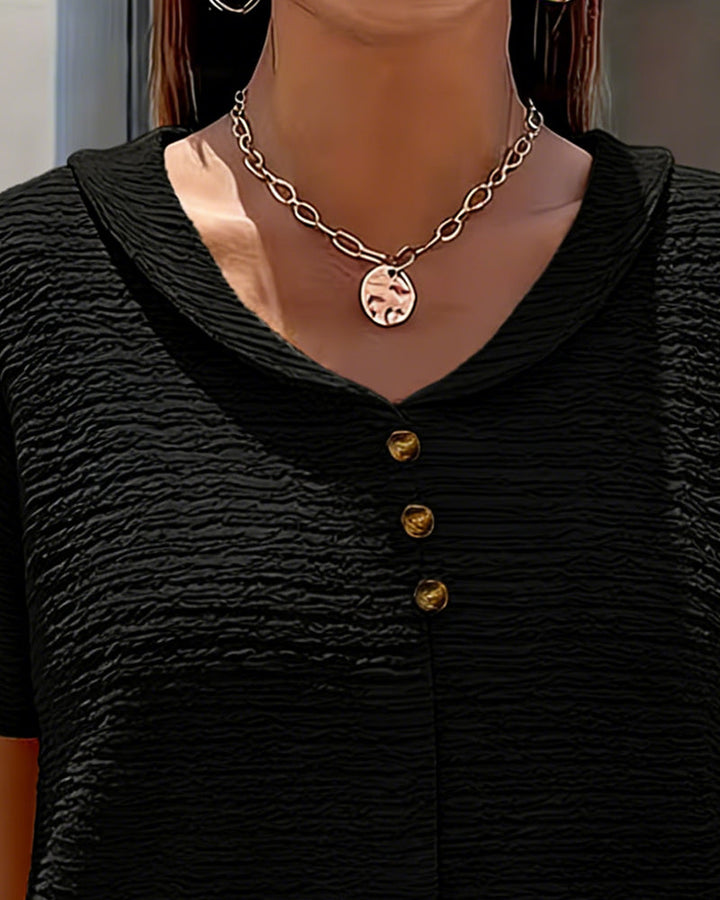 Marina | Peter Pan Collar T-Shirt with Buttons