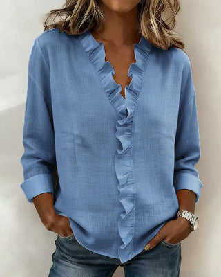 Delilah - Ruffled V-Neck Blouse