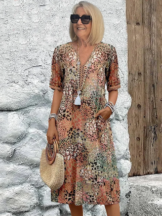ELARA™ | Elegant Printed Midi Dress