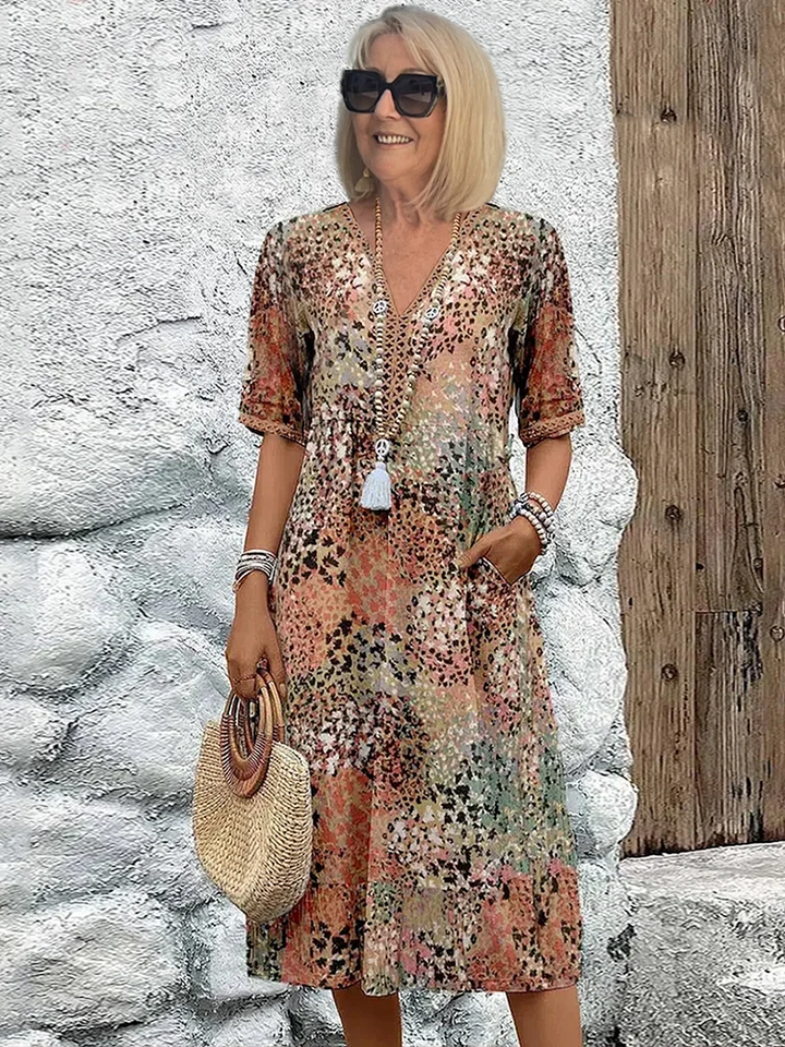 ELARA™ | Elegant Printed Midi Dress