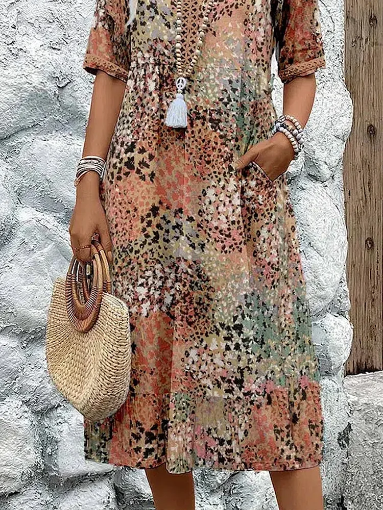 ELARA™ | Elegant Printed Midi Dress