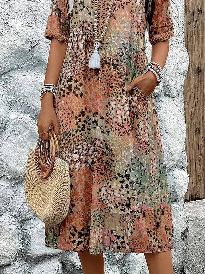 ELARA™ | Elegant Printed Midi Dress
