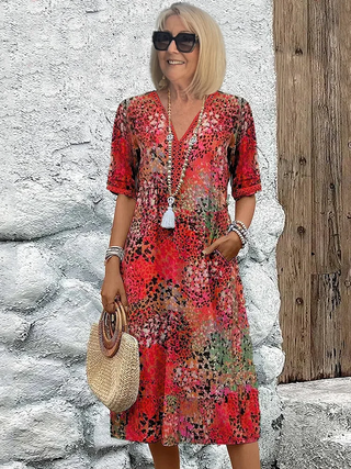 ELARA™ | Elegant Printed Midi Dress