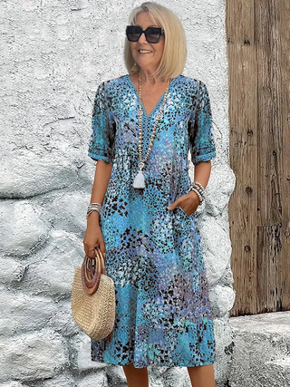 ELARA™ | Elegant Printed Midi Dress