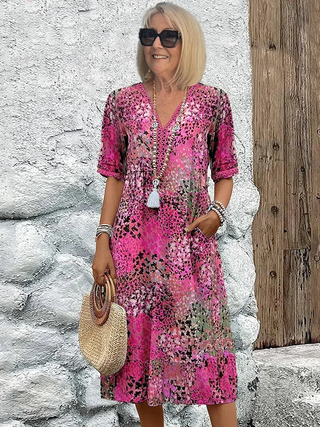 ELARA™ | Elegant Printed Midi Dress