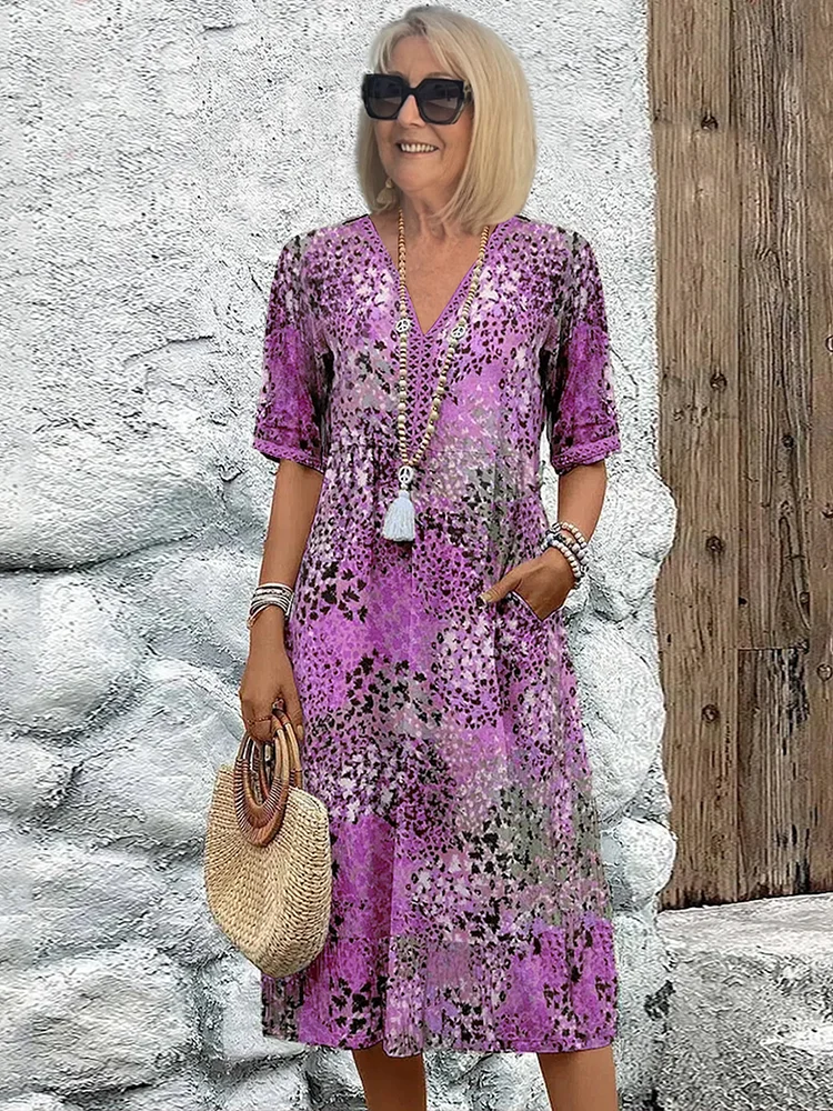 ELARA™ | Elegant Printed Midi Dress