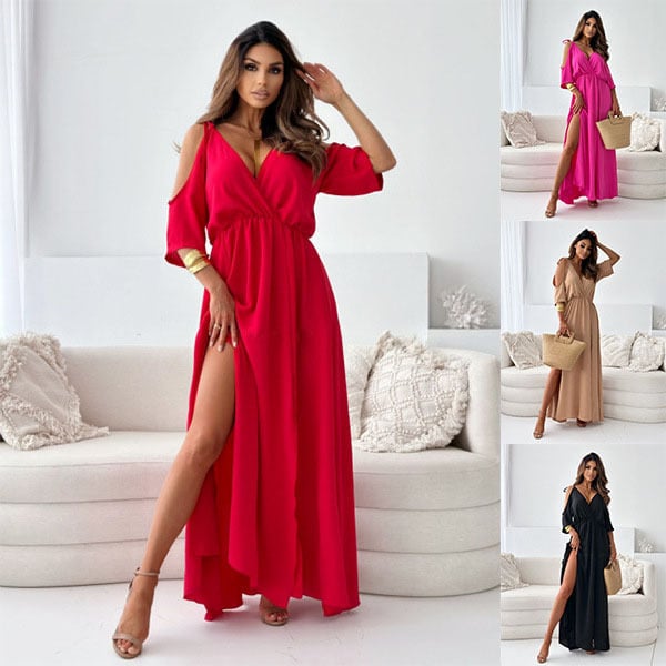ZAFIRA | V-Neck Dress with Side Slit