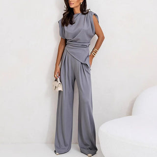Sienna | Draped Top and Wide-Leg Trousers Two-Piece Set