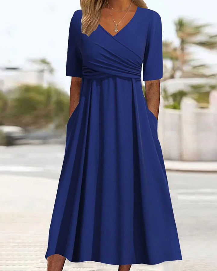 Pien - Crossover Dress With Short-Sleeves