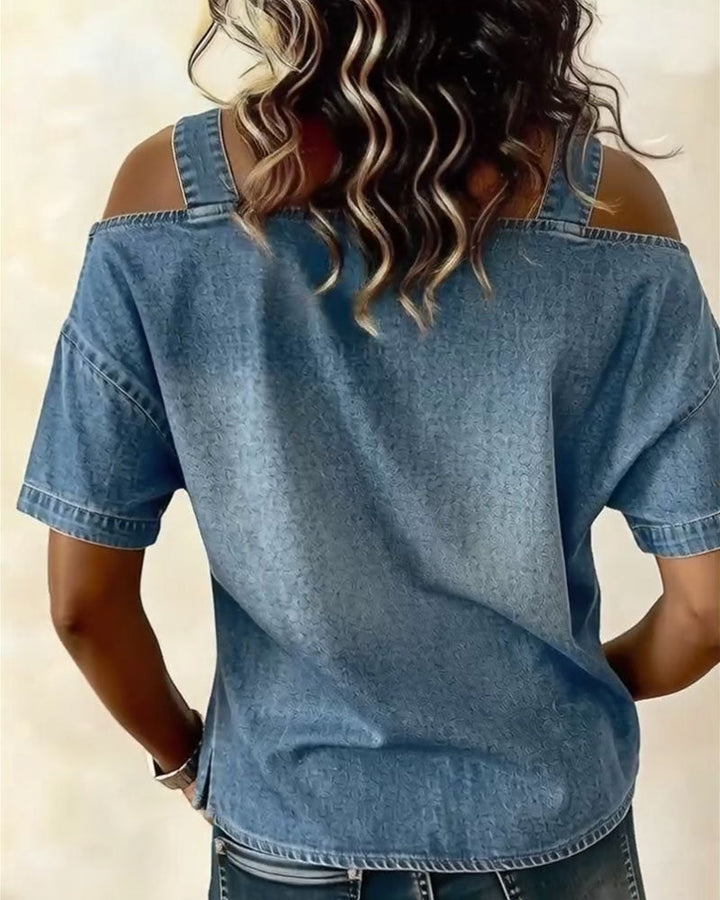 LIVIA | Off-Shoulder Denim Shirt