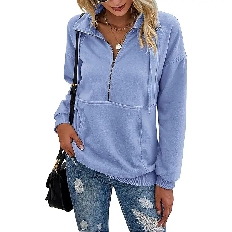 ANNIE™ - Women's Lapel Zip-Up Casual Pullover Sweatshirt