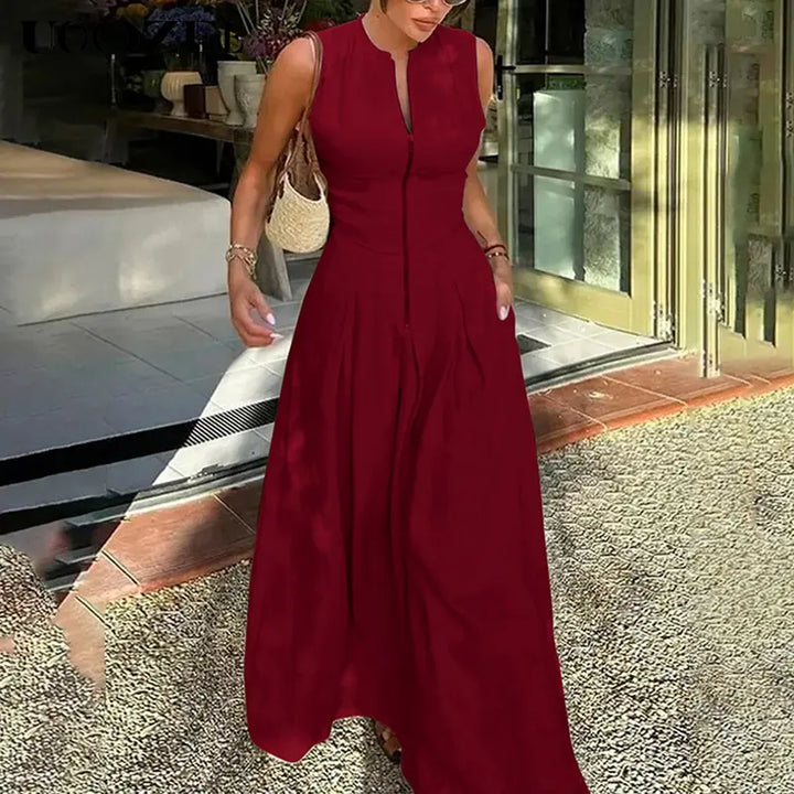 HONORATA™ - Relaxed Loose Fit Zippered Round-Neck Maxi Dress