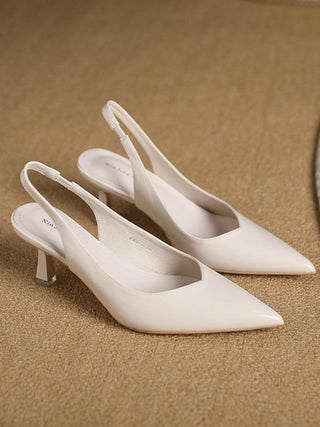 AMIRA™ - Women's PU Leather Slingback Heels Simple Solid Colour Pointed Toe Pumps