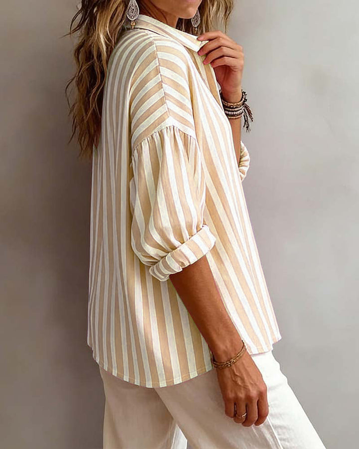 Maura | Striped Loose Blouse with Collar