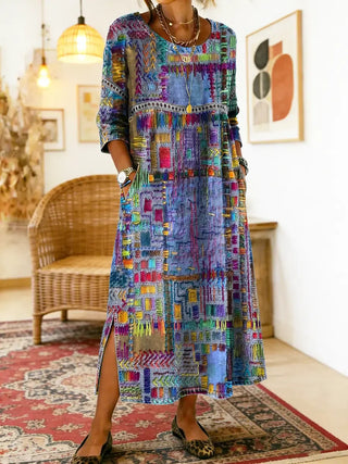 AYLINA | Women's Ethnic Patchwork Print Dress