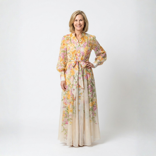CRESSIDA™ | Floral Sheer Long-Sleeve Maxi Dress