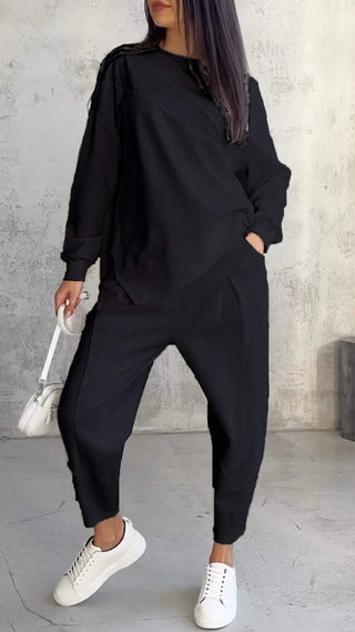 AMELIA | Casual Two-Piece Set with Round Neck and Long-Sleeves