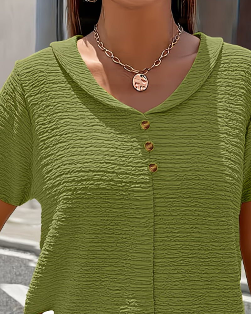 Marina | Peter Pan Collar T-Shirt with Buttons