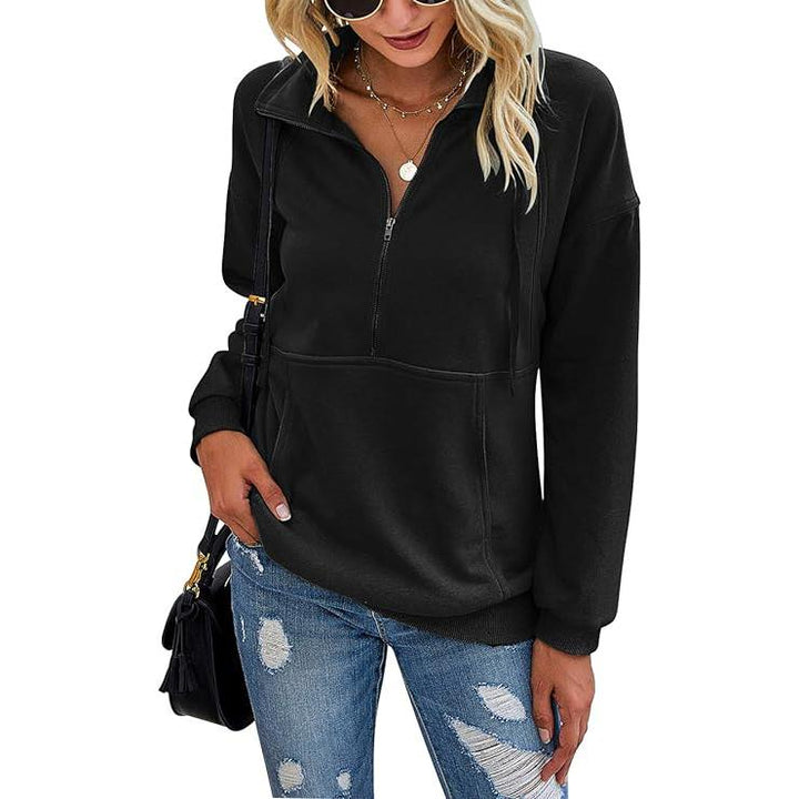 ANNIE™ - Women's Lapel Zip-Up Casual Pullover Sweatshirt