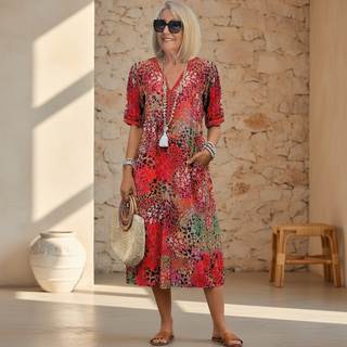 ELARA™ | Elegant Printed Midi Dress