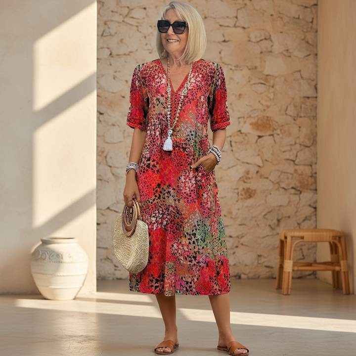 ELARA™ | Elegant Printed Midi Dress