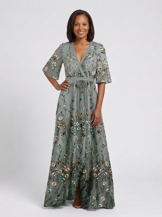 EVADNE™ | Floral V-Neck Short-Sleeve Maxi Dress