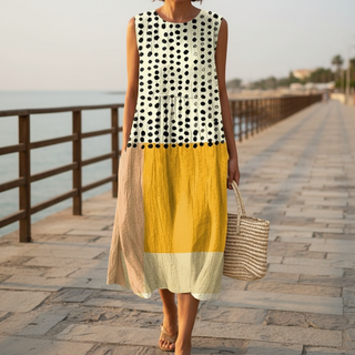 LEAH | Polka Colorblock Midi Dress