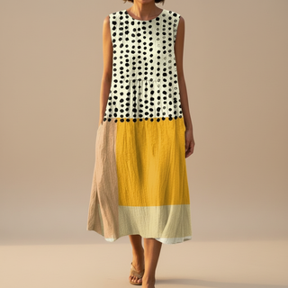 LEAH | Polka Colorblock Midi Dress