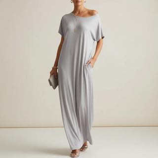 LARISA | Women's Loose Summer Maxi Dress with Short-Sleeves