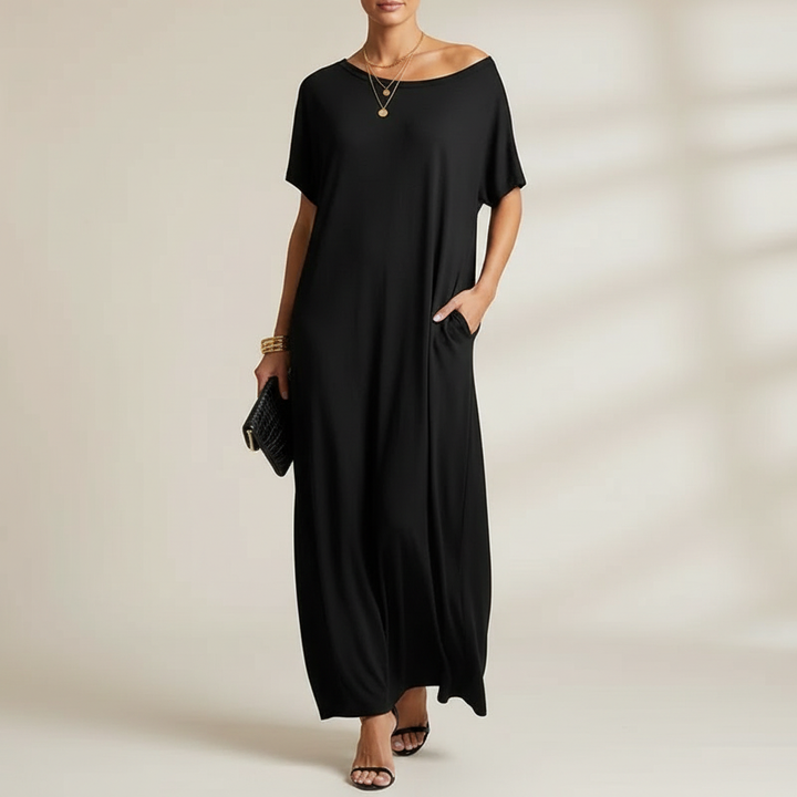 LARISA | Women's Loose Summer Maxi Dress with Short-Sleeves