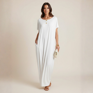 LARISA | Women's Loose Summer Maxi Dress with Short-Sleeves