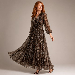 CASEY | Leopard Print V-Neck Maxi Dress