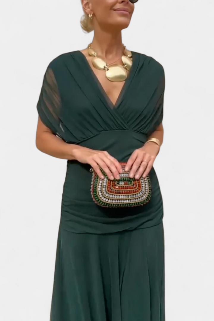 MARELLIA™ | Floral V-Neck Maxi Dress