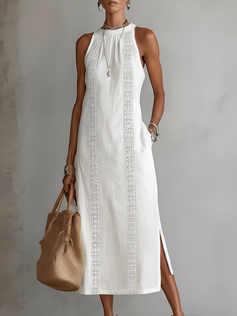 JIMENA | Midi Dress with a Mandarin Collar