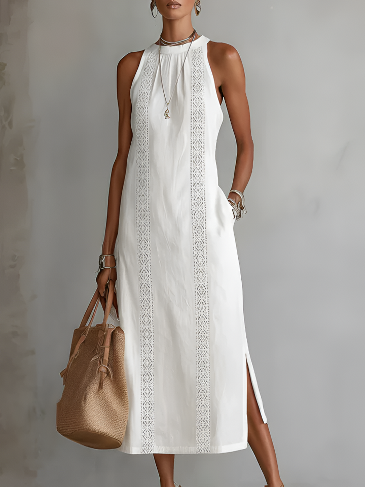 JIMENA | Midi Dress with a Mandarin Collar