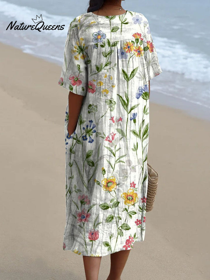 Jenny - Vintage Floral Casual Flowing Dress
