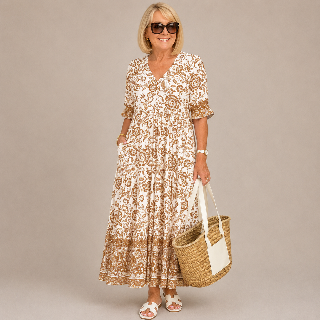 KEISHA | Graceful V-Neck Floral Dress