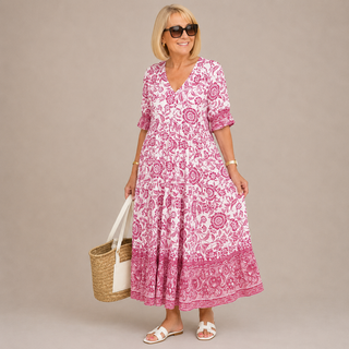 KEISHA | Graceful V-Neck Floral Dress