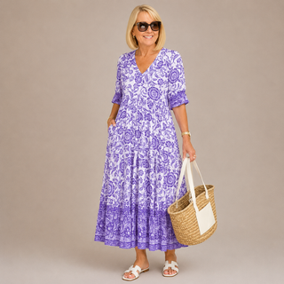 KEISHA | Graceful V-Neck Floral Dress