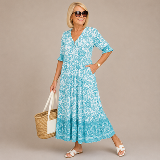 KEISHA | Graceful V-Neck Floral Dress