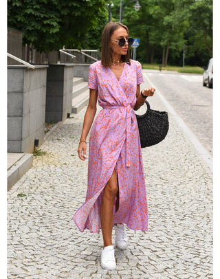 Talia™ | Stylish V-Neck Floral Dress