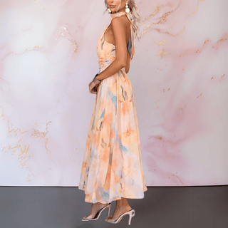 ESTHER™ | Halterneck Watercolour Print Dress
