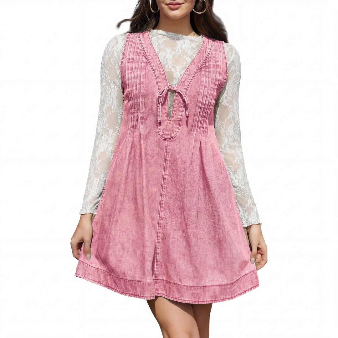 LAUREN™ - Vintage Inspired Sleeveless V-Neck Mini Dress