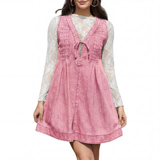 LAUREN™ - Vintage Inspired Sleeveless V-Neck Mini Dress
