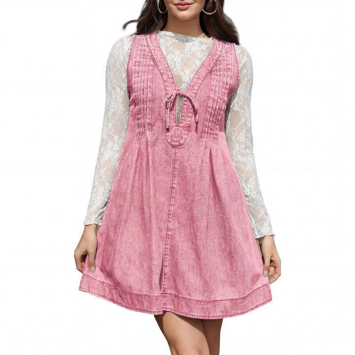 LAUREN™ - Vintage Inspired Sleeveless V-Neck Mini Dress