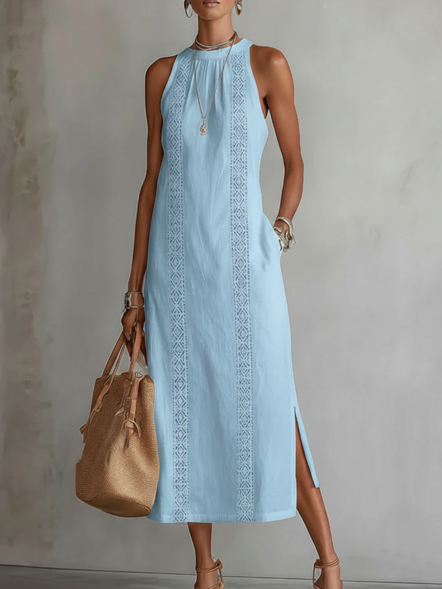 JIMENA | Midi Dress with a Mandarin Collar