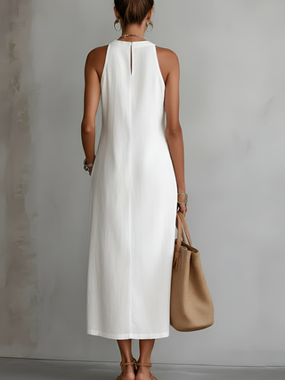 JIMENA | Midi Dress with a Mandarin Collar