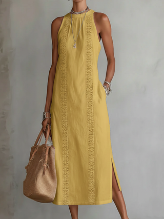 JIMENA | Midi Dress with a Mandarin Collar