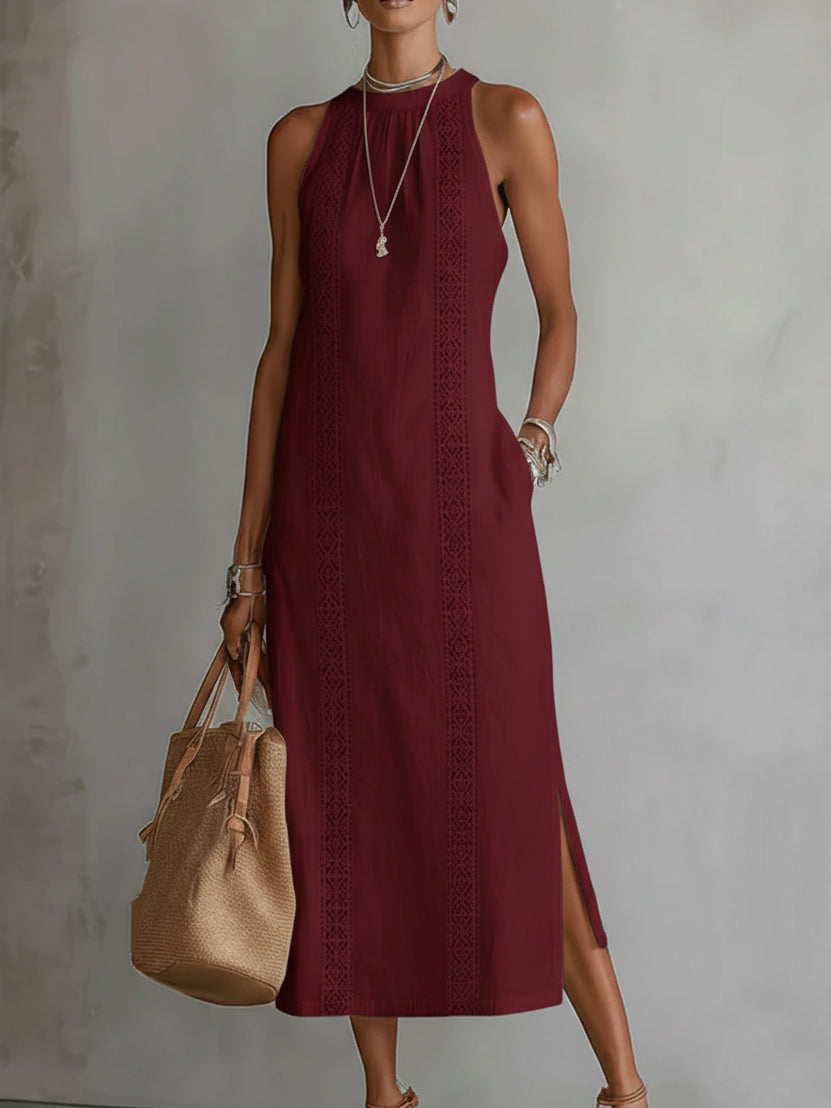 JIMENA | Midi Dress with a Mandarin Collar