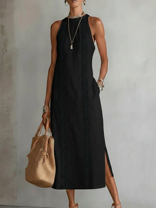 JIMENA | Midi Dress with a Mandarin Collar